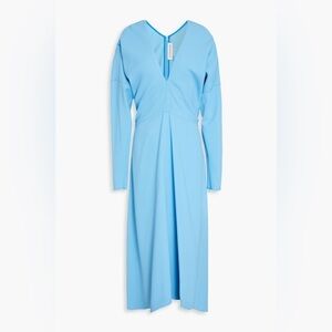 VICTORIA BECKHAM Women’s Crepe Flared Midi Dress in Blue Business Casual Minimal